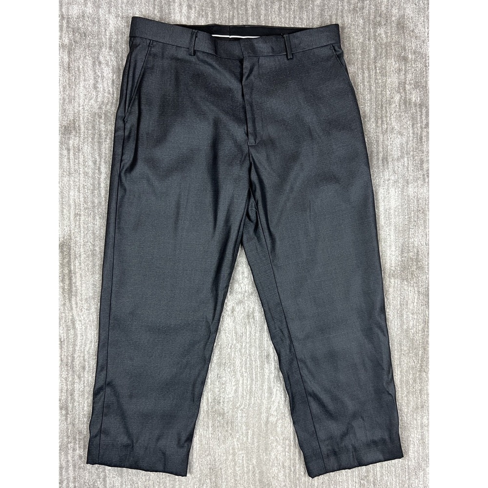 Alberto Danelli Dress Pants Mens 34 Charcoal Black Straight Leg Textured Slacks
